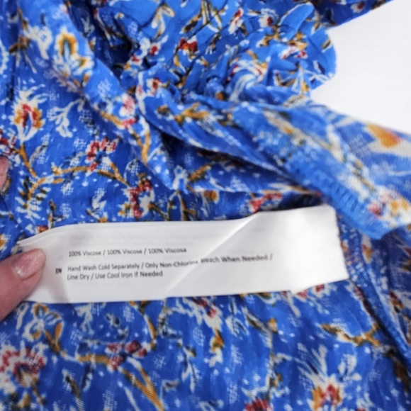 NWT Band of The Free XS Blue Floral Wide Leg Smocked High Waist Palazzo Pants - Picture 8 of 8